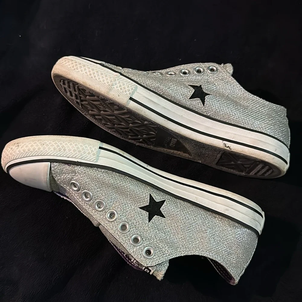 Converse Womens All Star Chuck Taylor Madison Low Size 9 Silver Sparkly Sneakers - Picture 9 of 10